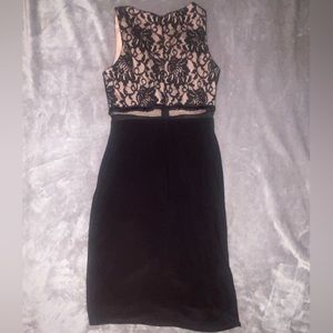 Morgan and Co. black and tan lace dress, size 3/4